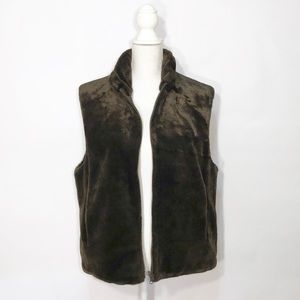 Blass Sport Vintage Reversible Faux Fur Chocolate Brown Zip Up Vest